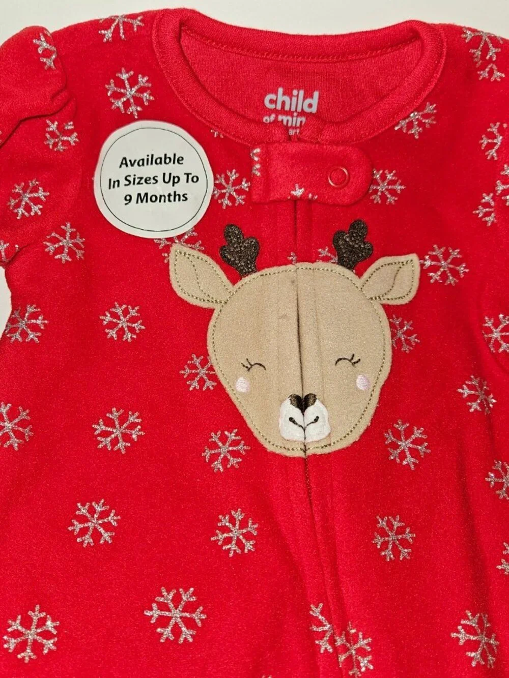 NEW Red Christmas Footie Pajamas 3-6 Months Reindeer Snowflake Carter's Child of